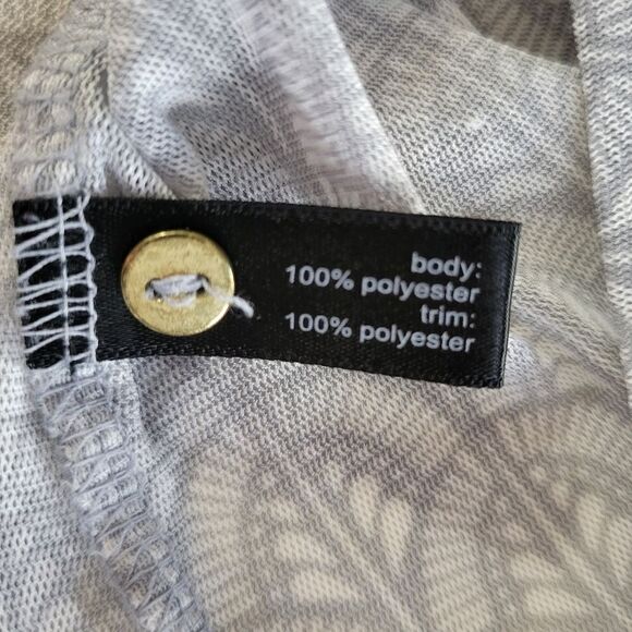 Limited Semi-Sheer Gray Print V-neck 3/4 Sleeve Pullover Blouse - Picture 9 of 12